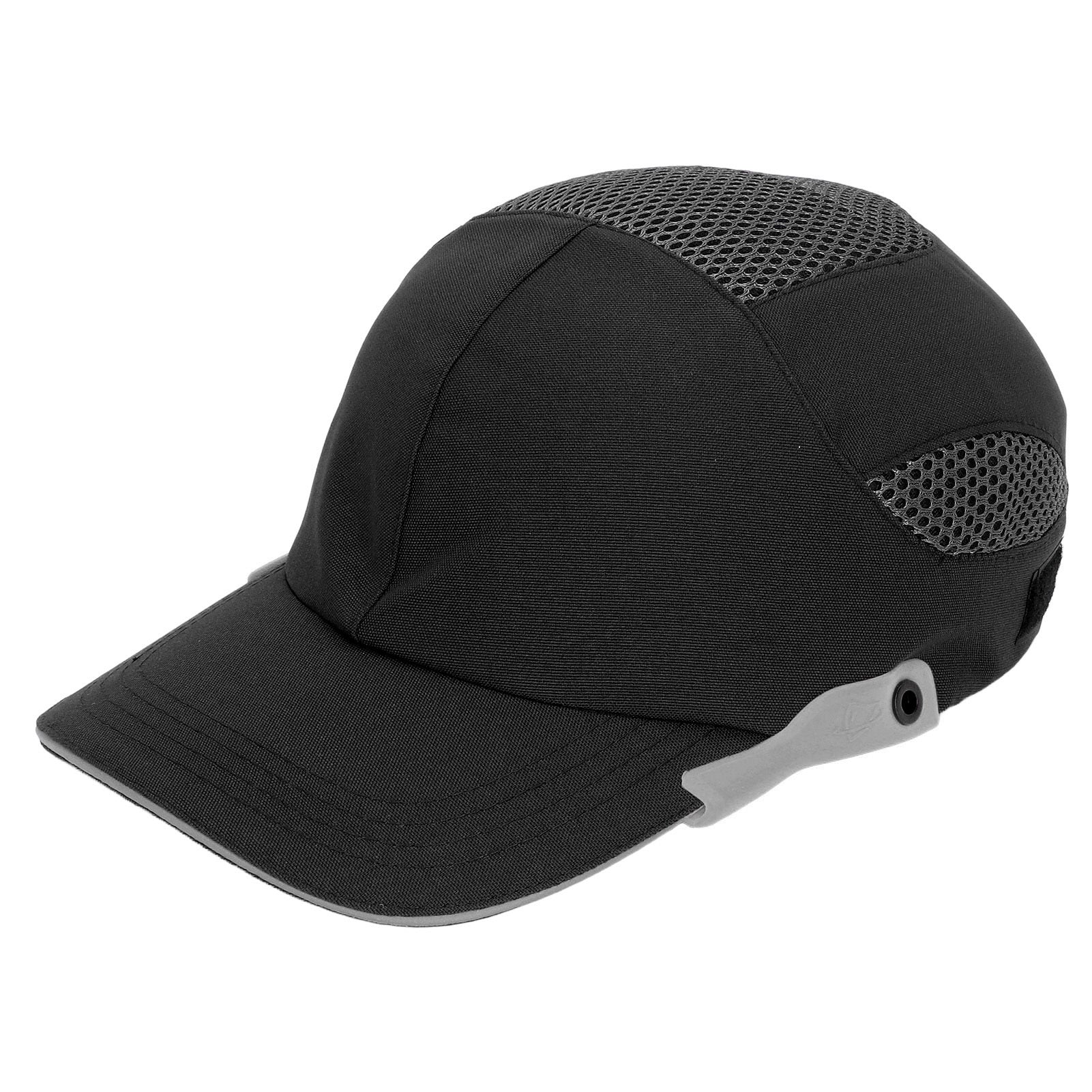 Bump Hat Baseball Hardhat Peaked Breathable Protective Adjustable for Sports Working Black with Gray Edge