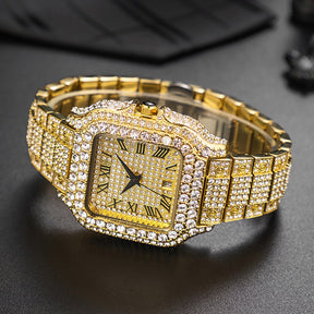 Straight European Hip Hop Diamond Quartz Wrist Watch